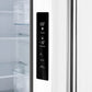 Close-up view of the control panel on the Forno 30-inch refrigerator in white, featuring a digital display with temperature settings, touch controls, and mode indicators for precise cooling management.