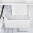 Close-up view of the built-in ice maker inside the Forno 30-inch refrigerator in white, showing the ice tray and compartment designed for convenient automatic ice production.