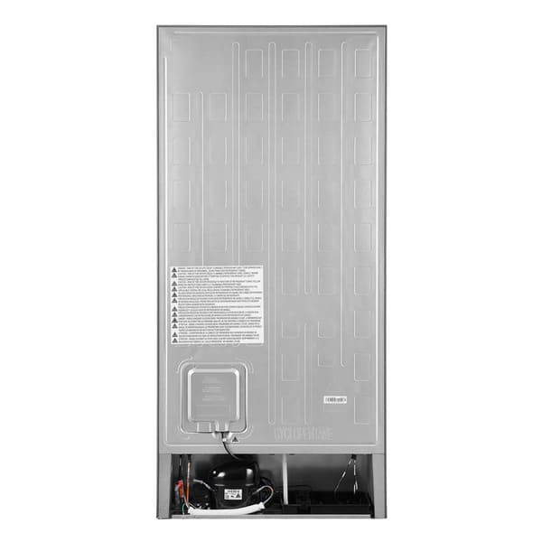 Rear view of the FORNO 31-inch right-hinge refrigerator in stainless steel, displaying the appliance’s back panel, ventilation components, and power connection area.