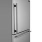 Side view of the FORNO 31-inch right-hinge refrigerator in stainless steel, highlighting the integrated side-mounted handles and sleek, modern design.