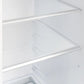 Close-up view of the interior shelves in the FORNO 33-inch side-by-side refrigerator in stainless steel, featuring adjustable glass shelving for flexible and organized food storage.