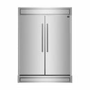 Front view of the FORNO 60-inch built-in pro-style refrigerator from the 2-Piece Appliance Package, featuring a side-by-side stainless steel design with vertical bar handles and a bold, commercial-inspired aesthetic for modern kitchens.