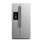 Front view of the FORNO 36-inch refrigerator with water dispenser in stainless steel, featuring French doors, a bottom freezer drawer, and a sleek built-in dispenser design.
