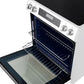 Interior view of the FORNO 30-Inch Induction Range in White, showing multiple adjustable oven racks and a spacious cooking cavity for versatile baking and roasting.