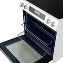 Interior view of the FORNO 30-Inch Induction Range in White, highlighting multiple oven racks and a spacious interior ideal for baking, roasting, and broiling.