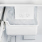 Close-up of the built-in ice maker inside the FORNO 36-Inch French Door Refrigerator in Black, showing the compact ice compartment and storage bin for convenient access to ice cubes.