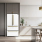 Lifestyle view of the FORNO 36-Inch French Door Refrigerator in White, shown in a modern kitchen setting highlighting its elegant, contemporary design.
