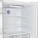 Interior view of the FORNO 36-Inch French Door Refrigerator in White, showing adjustable glass shelves, spacious compartments, and clear door bins for organized food storage.