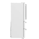 Side view of the FORNO 36-Inch French Door Refrigerator in White, highlighting the smooth white finish and modern, streamlined profile.