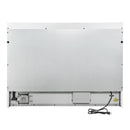 Rear view of the FORNO Antico 48-Inch Dual Fuel Range in white, showing power and gas connection ports, rear ventilation, and a flat-back design for streamlined kitchen installation.