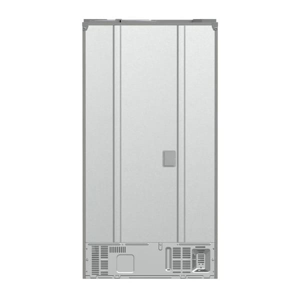 Rear view of the FORNO 36-inch French door refrigerator in stainless steel, highlighting the back panel, ventilation openings, and power connection.
