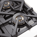 FORNO Capriasca 48-Inch Gas Range in stainless steel featuring 8 sealed Italian burners, built-in grill top, and dual oven doors with viewing windows.