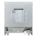 Rear view of the FORNO Galiano 30-Inch French Door Gas Range in black, highlighting gas and electrical connection points, ventilation cutouts, and a flat-back design for seamless installation.