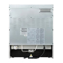 Rear view of the FORNO Giovanni 30-Inch Gas Range in black, showing gas and electrical connection points, vent openings, and a flat-back design for easy kitchen installation.