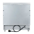 Rear view of the FORNO Paolo 36-Inch Electric Range in white, showing power connection ports, venting, and a flat-back design for easy installation in modern kitchens.