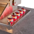 Close-up view of the control panel on the FORNO Rimini 30-Inch Outdoor Kitchen BBQ, featuring sleek stainless steel construction with ergonomic, illuminated control knobs for precise flame and temperature adjustment.