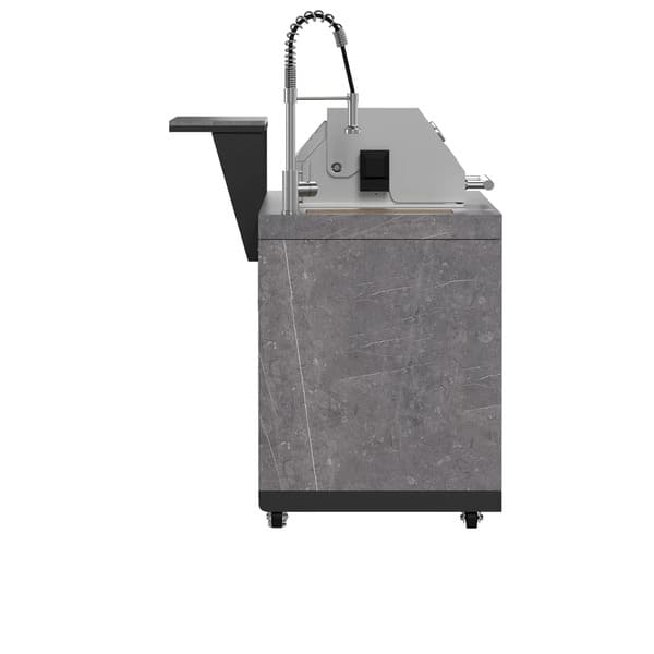 Side view of the FORNO Rimini 30-Inch Sink Module, showing the stainless steel construction with smooth paneling, part of a modular outdoor kitchen setup designed for durability and seamless integration.