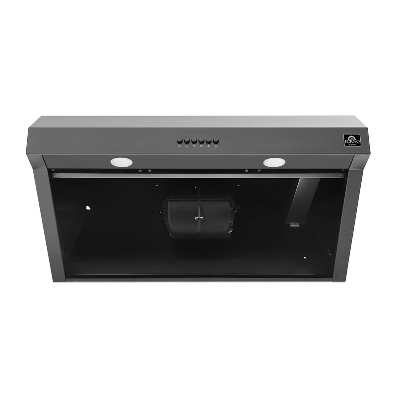 Forno Espresso Package - 30" Electric Range, Range Hood, and Refrigerator in Stainless, White, or Black