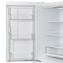 Close-up view of the interior door bins in the Forno 36-inch French door refrigerator in white, featuring multiple clear storage compartments ideal for organizing beverages, condiments, and small items.