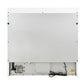 Rear view of the Forno Antico 36-Inch Dual Fuel Range in white, showing power and gas connections, ventilation openings, and flat-back design for streamlined built-in installation.