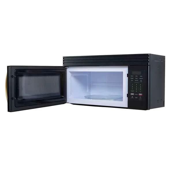 Forno FOTR3007 30-Inch Over-the-Range Microwave Black, Right Angle View with Door Open