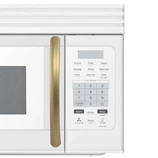 Close-up of Forno FOTR3007 30-Inch Over-the-Range Microwave White model’s control panel and display