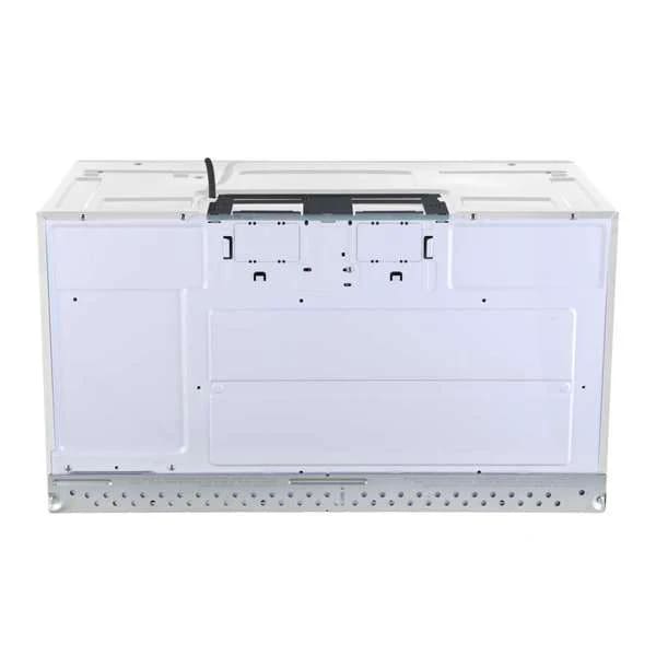 Back view of Forno FOTR3007 30-Inch Over-the-Range Microwave in white finish, showing ventilation, power connections, and mounting components.