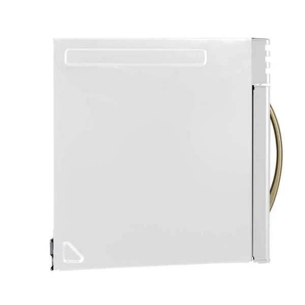 Left side view of Forno FOTR3007 30-Inch Over-the-Range Microwave in white finish, highlighting sleek profile and modern design.