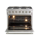 FORNO 3-Piece Appliance Package - 36-Inch Gas Range, French Door Refrigerator, and Dishwasher in Stainless Steel FBDL-004-01CAUS