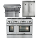 Forno Appliance Package - 48 Inch Gas Range, Wall Mount Range Hood, 60 Inch Refrigerator, FBDL-018-02US
