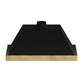 Rear view of the Forno Vittorio 48-Inch Wall Mount Range Hood in black, showing the chimney structure and venting outlet designed for secure wall installation, with a smooth matte black finish and clean, angular lines.