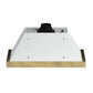 Rear view of the Forno Vittorio 48-Inch Wall Mount Range Hood in white, showcasing the chimney structure and rear venting outlet with a smooth white finish and clean lines designed for secure, efficient wall installation.