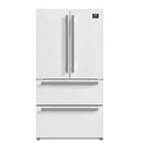 FORNO 2-Piece Appliance Package - 30-Inch Slide-In Induction Range and 36-Inch French Door Refrigerator in White with Stainless Steel Handle FBDL-014-08CAUS