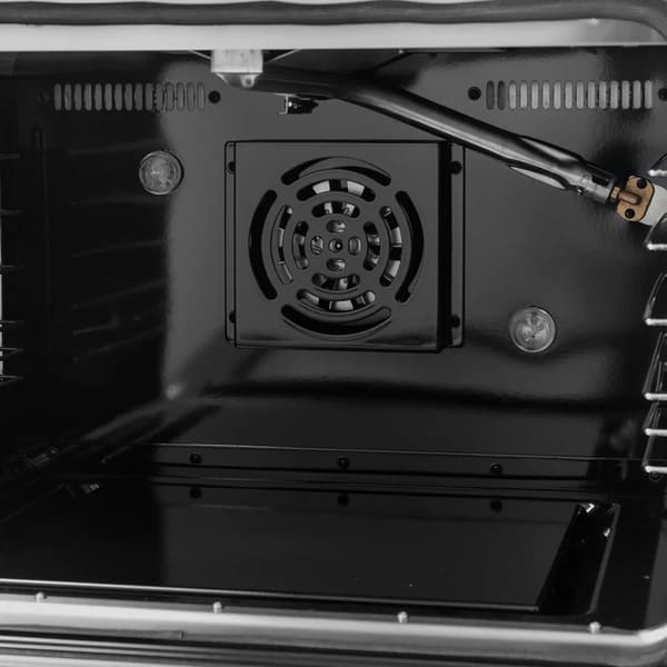 FORNO Galiano 48-Inch French Door Gas Range with 8 Burners and 6.58 Cu. Ft. Convection Oven in Black/White with Antique Brass Trim