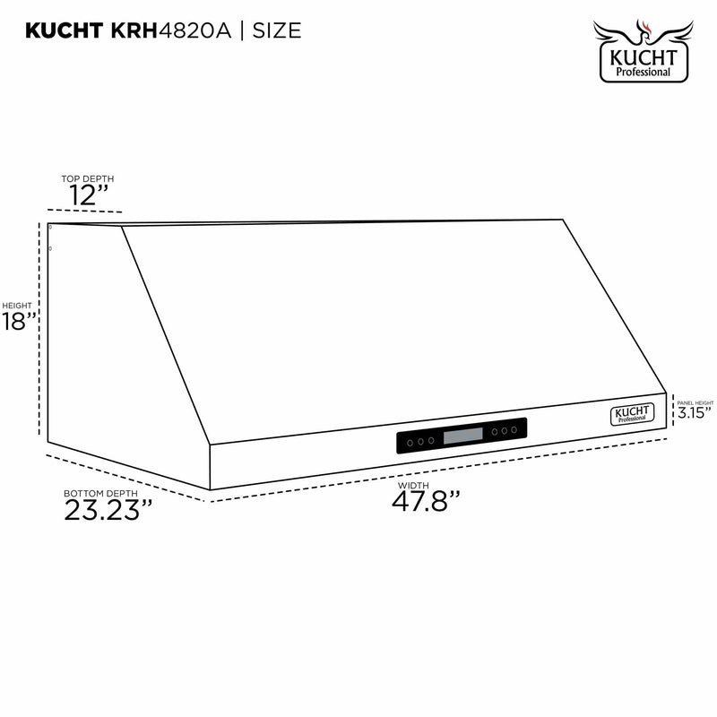 Kucht 48-Inch Under Cabinet Range Hood 1200 CFM in Stainless Steel & Silver KRH4820A