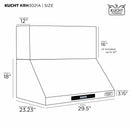 Kucht 30-Inch Wall Mounted Range Hood 900 CFM in Stainless Steel KRH3021A