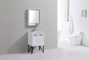 Bosco 24 in. Modern Bathroom Vanity w/ White Countertop and Matching Mirror - High Gloss White