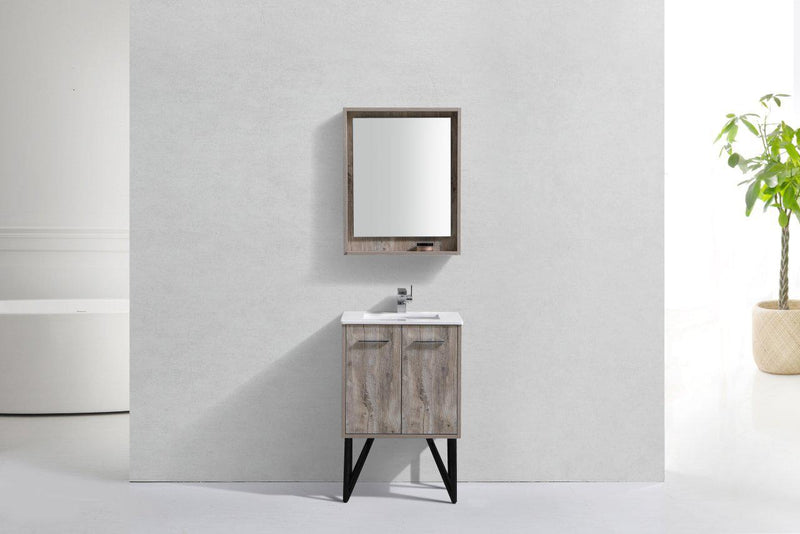 KubeBath Bosco 24 in. Modern Bathroom Vanity w/ White Countertop, KB24NW
