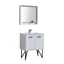 Bosco 30 in. Modern Bathroom Vanity w/ White Countertop and Matching Mirror - High Gloss White