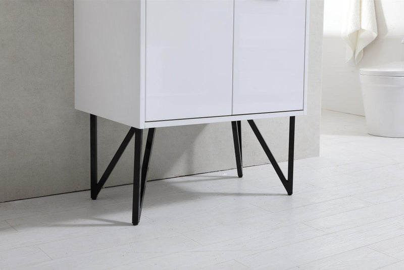 Bosco 30 in. Modern Bathroom Vanity w/ White Countertop and Matching Mirror - High Gloss White
