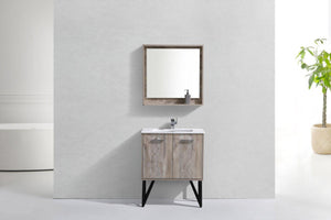 KubeBath Bosco 30 in. Modern Bathroom Vanity w/ Cream Countertop, KB30NW