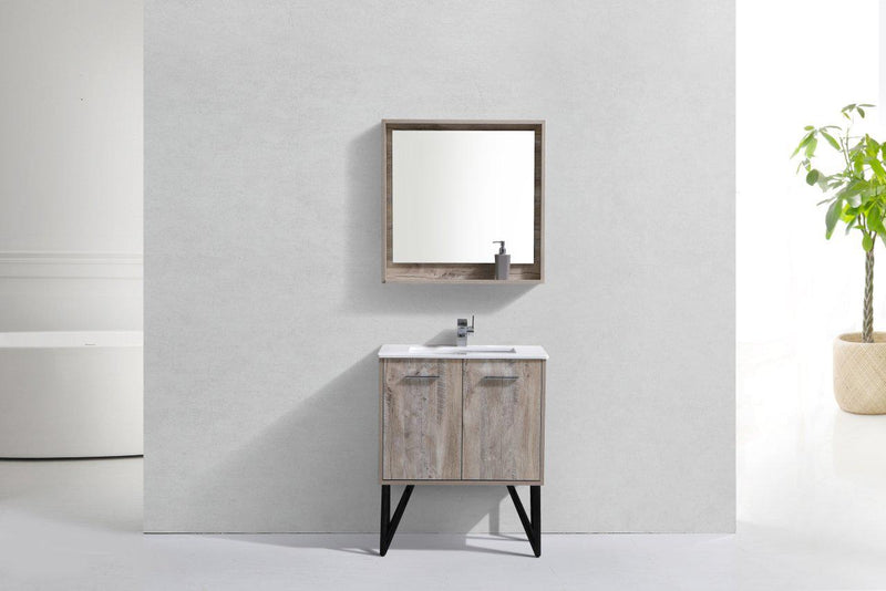KubeBath Bosco 30 in. Modern Bathroom Vanity w/ Cream Countertop, KB30NW