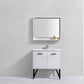 Bosco 36 in. Modern Bathroom Vanity w/ Quartz Countertop and Matching Mirror - High Gloss White