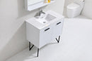 Bosco 36 in. Modern Bathroom Vanity w/ Quartz Countertop and Matching Mirror - High Gloss White