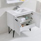 Bosco 36 in. Modern Bathroom Vanity w/ Quartz Countertop and Matching Mirror - High Gloss White