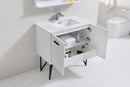 Bosco 36 in. Modern Bathroom Vanity w/ Quartz Countertop and Matching Mirror - High Gloss White