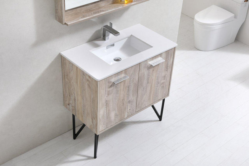 KubeBath Bosco 36 in. Modern Bathroom Vanity w/ Quartz Countertop, KB36NW