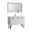 KubeBath Bosco 48 in. Modern Bathroom Vanity w/ White Countertop and Matching Mirror - High Gloss White, KB48GW