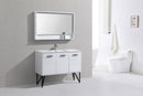 KubeBath Bosco 48 in. Modern Bathroom Vanity w/ White Countertop and Matching Mirror - High Gloss White, KB48GW