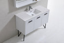 KubeBath Bosco 48 in. Modern Bathroom Vanity w/ White Countertop and Matching Mirror - High Gloss White, KB48GW